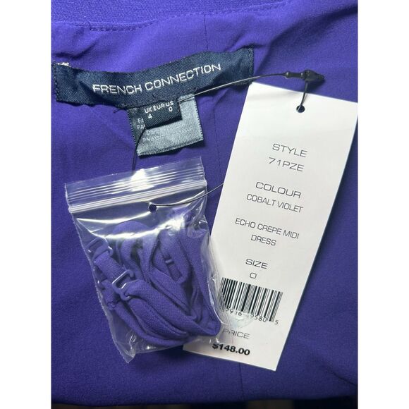French Connection Echo Crepe Midi Dress in Cobalt Violet – Size 0 - NWT - Picture 7 of 9
